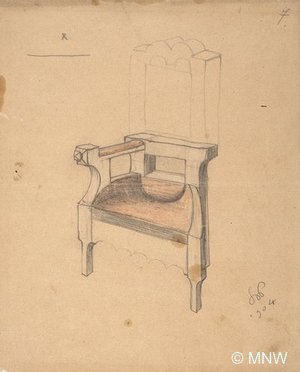Projekt krzesła do salonu w mieszkaniu ZofiiiTadeuszaŻeleńskich, 1904–1905